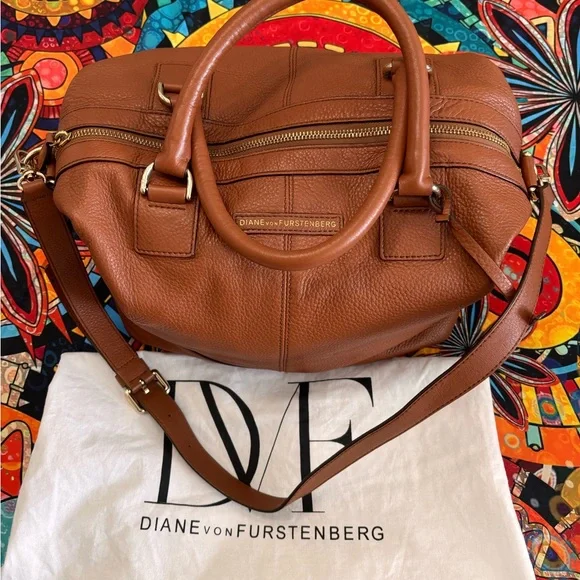 Diane Von Furstenberg Authentic Leather Satchel/ Shoulder Bag - Picture 4 of 16